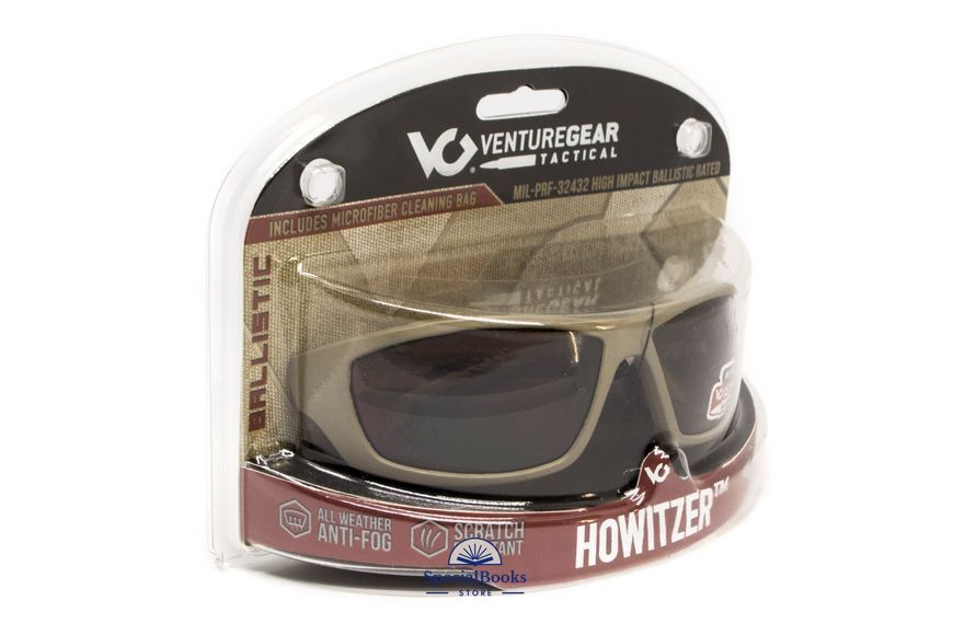 Окуляри захисні Venture Gear Tactical Howitzer Tan (clear) Anti-Fog, прозорі в пісочній оправі 1332 фото