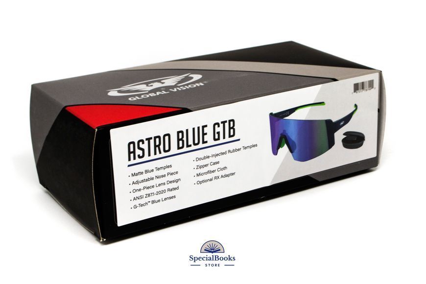 Очки защитные открытые Global Vision Astro Blue (G-Tech&trade; blue), зеркальные синие в синій оправі (с возможностью установки диоптрической вставки) 2127 фото