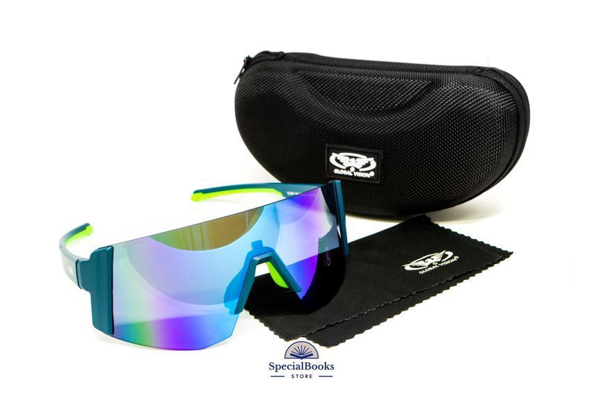 Очки защитные открытые Global Vision Astro Blue (G-Tech&trade; blue), зеркальные синие в синій оправі (с возможностью установки диоптрической вставки) 2127 фото