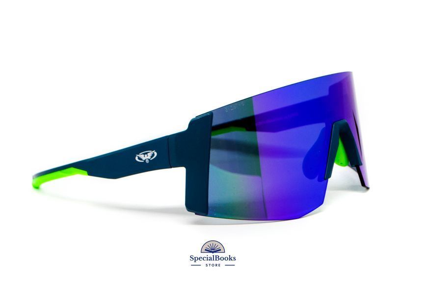 Очки защитные открытые Global Vision Astro Blue (G-Tech&trade; blue), зеркальные синие в синій оправі (с возможностью установки диоптрической вставки) 2127 фото