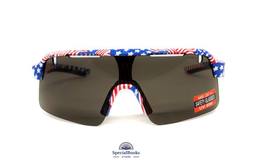 Окуляри захисні Global Vision Holeshot USA Flag (gray), сірі в оправі прапор США 2146 фото