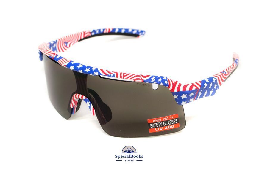 Окуляри захисні Global Vision Holeshot USA Flag (gray), сірі в оправі прапор США 2146 фото