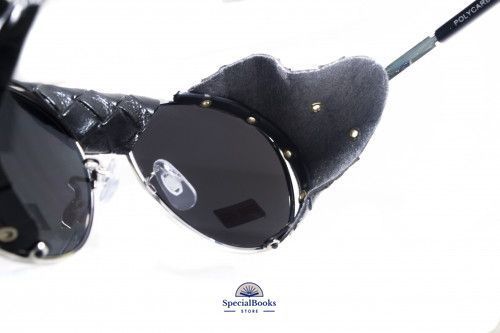 Окуляри захисні Global Vision Aviator-5 (silver mirror) дзеркальні чорні, зі з'ємним ущільнювачем із синтетичної "шкіри" 1158 фото