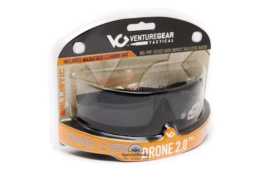 Захисні окуляри Venture Gear Tactical Drone 2.0 Black (gray) Anti-Fog, сірі в чорній оправі 1923 фото